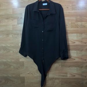 Avenue Size 18/20 Brown Button Down Collared V-neck Super Cute Top Great…